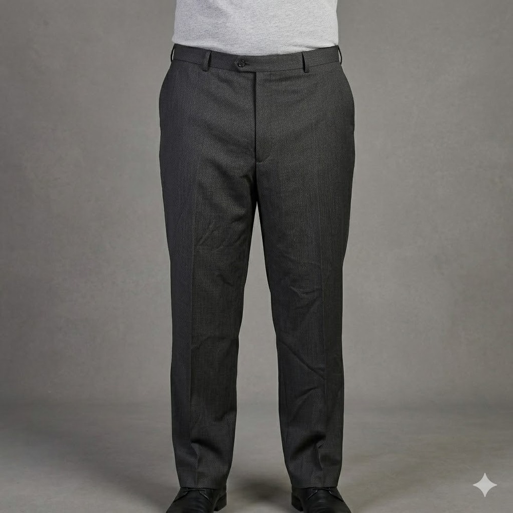Pronto Uomo Couture Wool Dress Pants Textured Weave Charcoal Grey Size 50